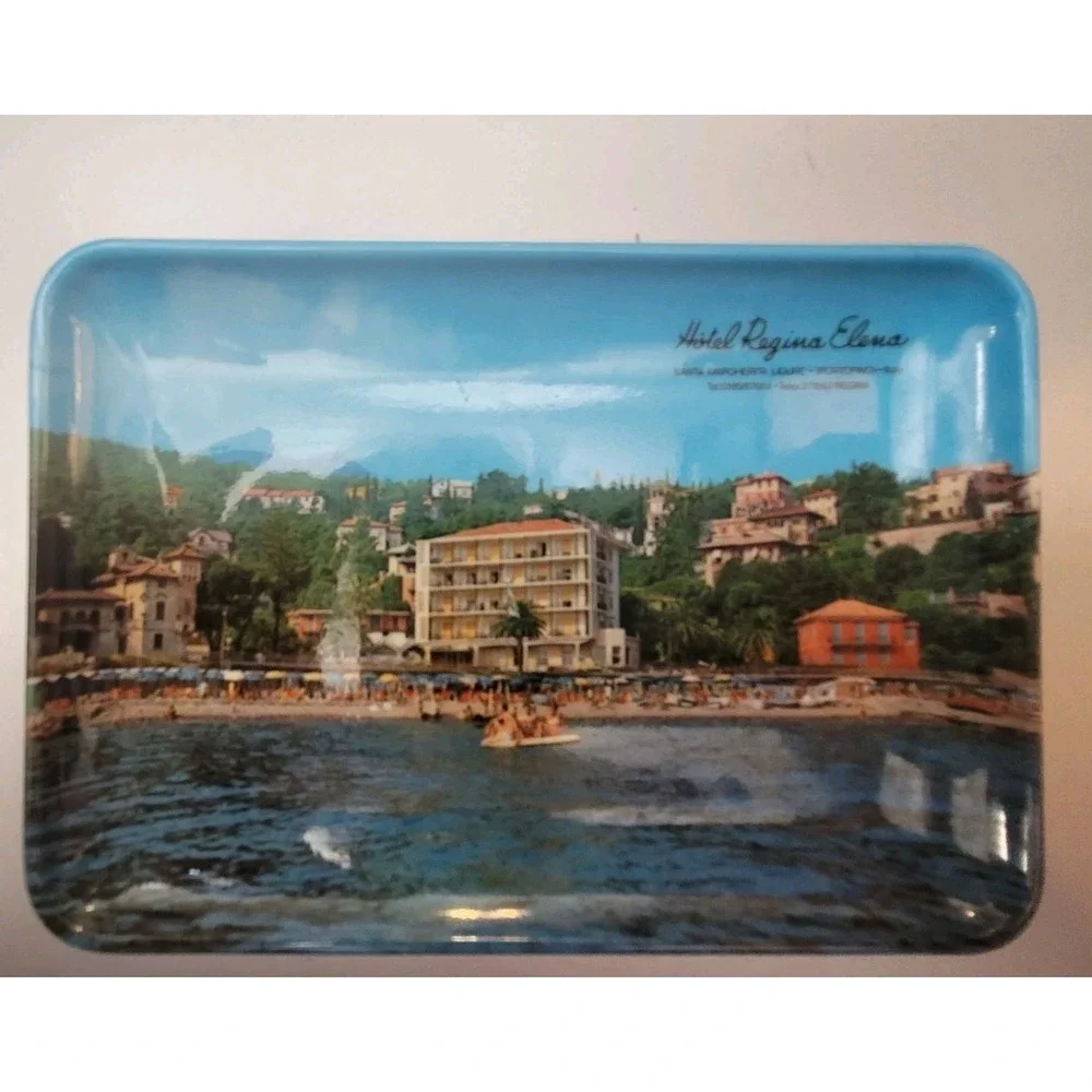 Vtge Souvenir tray From Hotel Regina Elena ‎ Santa Margherita Ligure Italy 6×4
